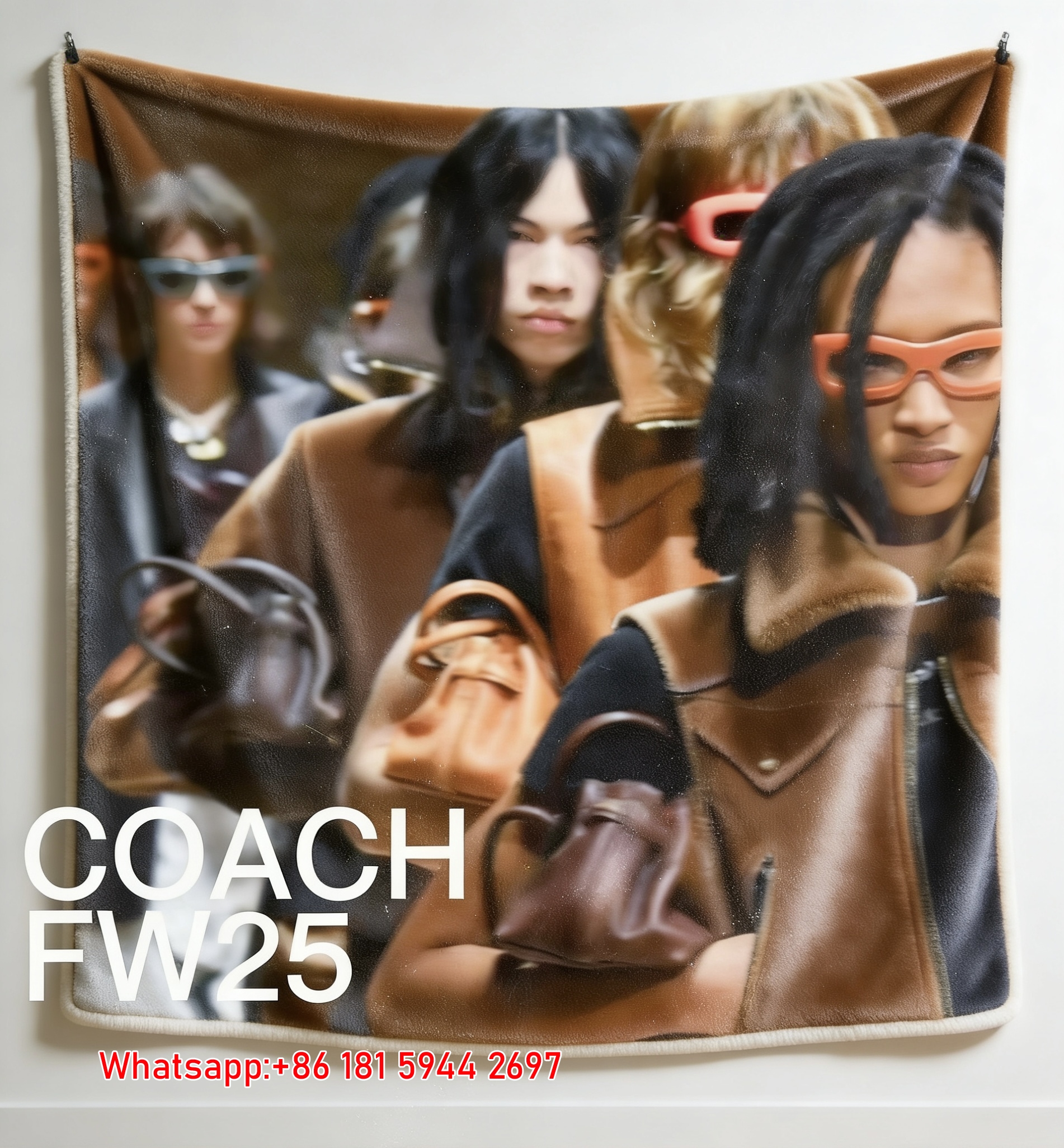 Coach SS24 Runway Print Flannel Sofa Throw Blanket C215